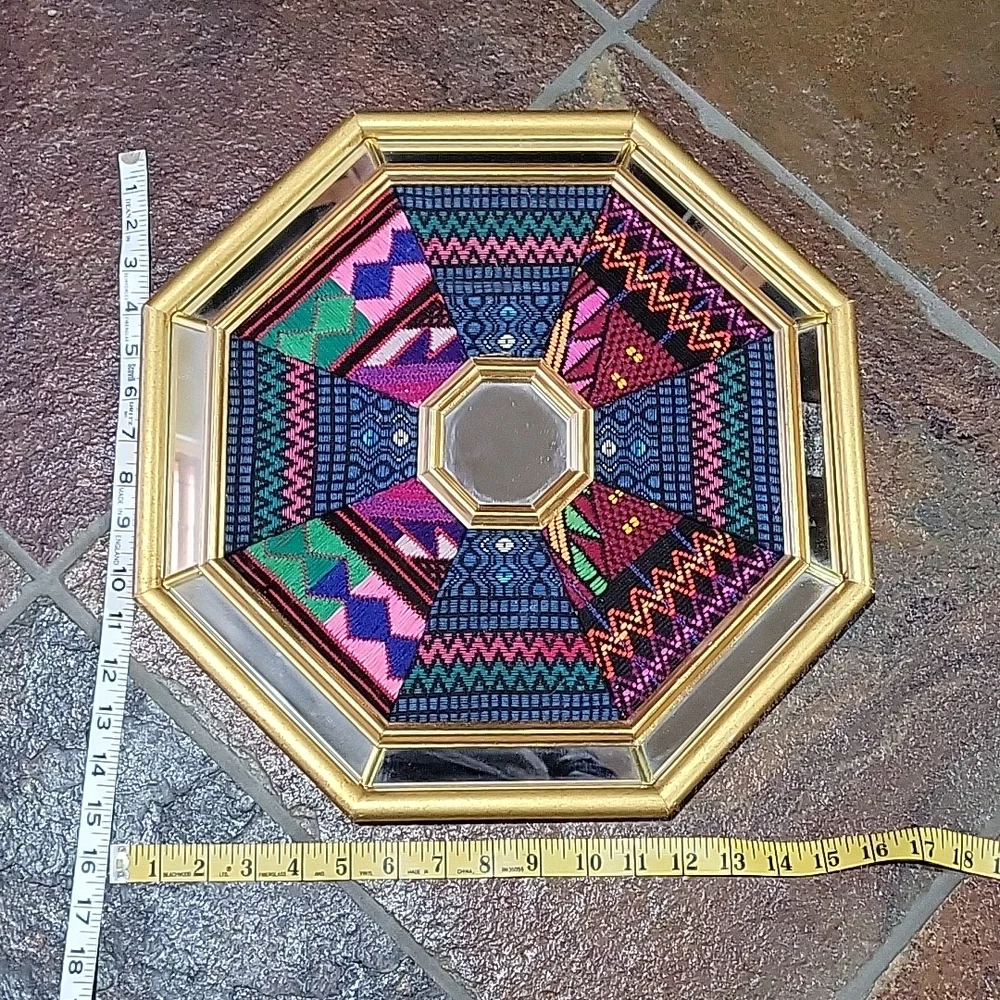 Native American Aztec Needlepoint Octagon mirror